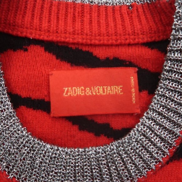 Zadig & Voltaire Delly Bis Cashmere Wool Animal Print Sweater XS - Picture 5 of 11